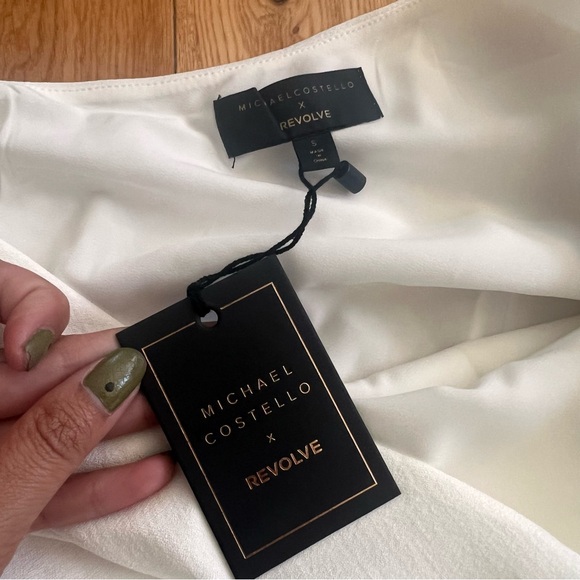 Revolve X Michael Costello Liesel White One Shoulder Tie Waist Romper Size Small - Picture 4 of 9